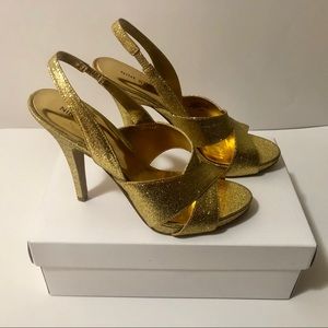 Nine West Gold Sparkle Heels